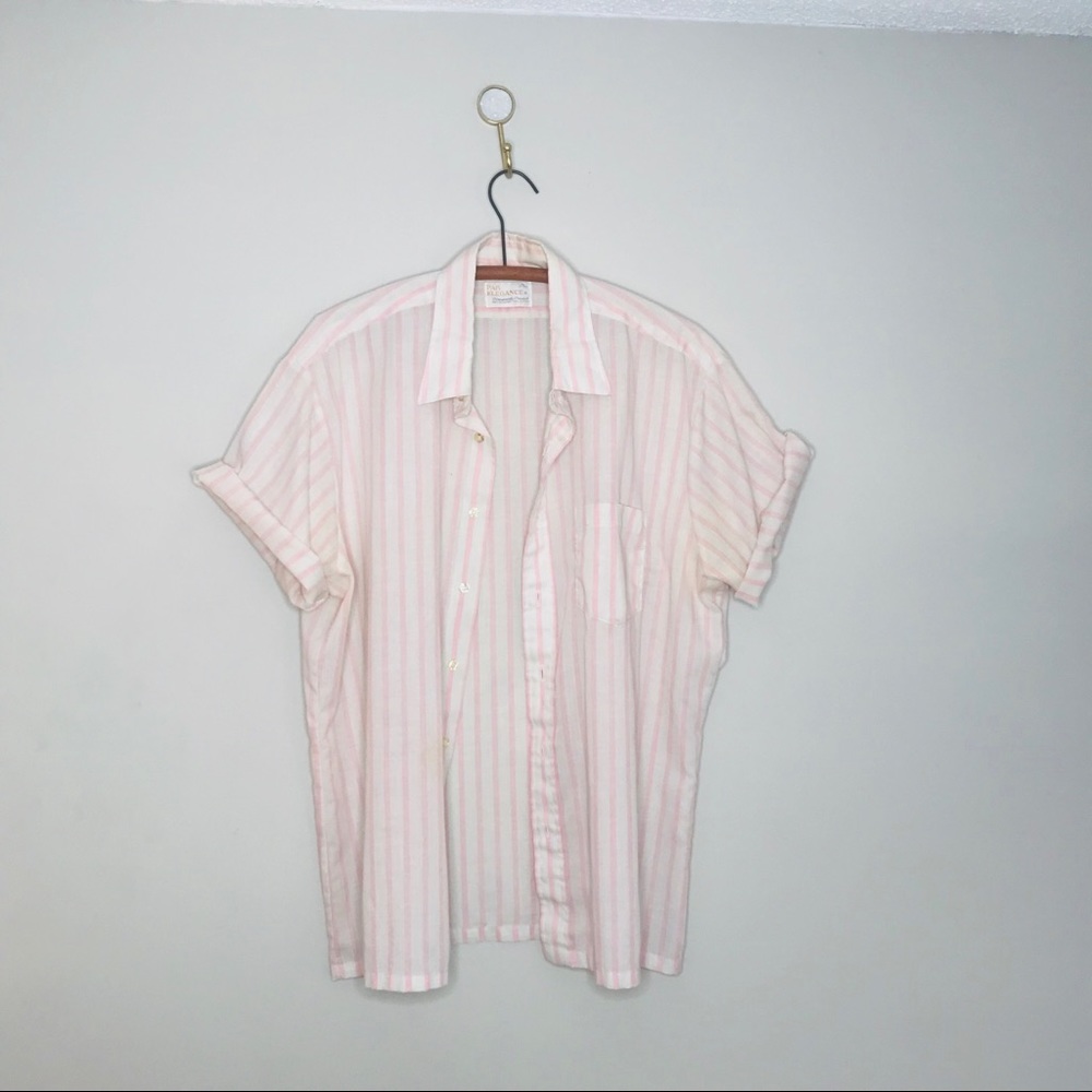 VTG Retro 90’s Blush Striped Button Up Popover - Picture 5 of 5